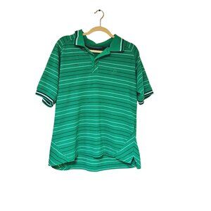Sean John Men's XL Striped Polo Shirt Green & Black 65% Polyester 35% Cotton